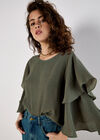 Layered Sleeve Top, Khaki, large