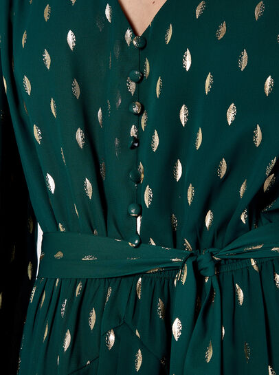 Gold Foil Spot Tiered Mini Dress