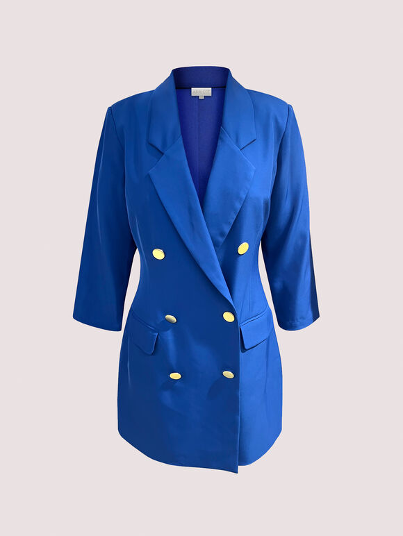 Double-Breasted Blazer Mini Dress, Blue, large