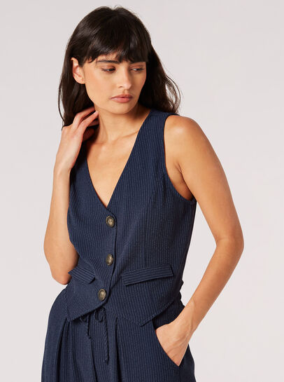 Textured Pinstripe Waistcoat