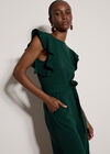 Ruffle Sleeve Jersey Jumpsuit, Pine Green, large