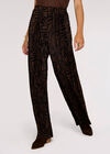 Zebra Plisse Palazzo Trouser, Brown, large