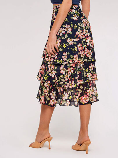 Floral Chiffon Midi Skirt