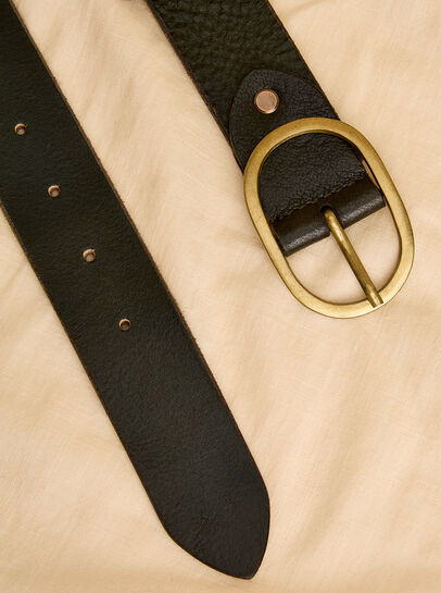 Gold Buckle Green Leather Belt
