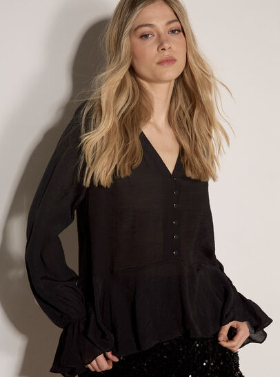 Textured Peplum Hem Blouse