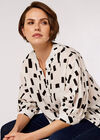 Geometric Print Oversized Blouse, White, large