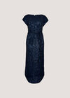 Chevron Sequin Midi Dress, Navy, large