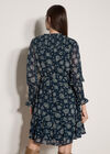 Folk Floral Chiffon Mini Dress, Navy, large