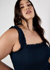 Smock Tiered Midi Dress, Navy, large