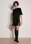 Sequin Embellished Mini Dress, Green, large