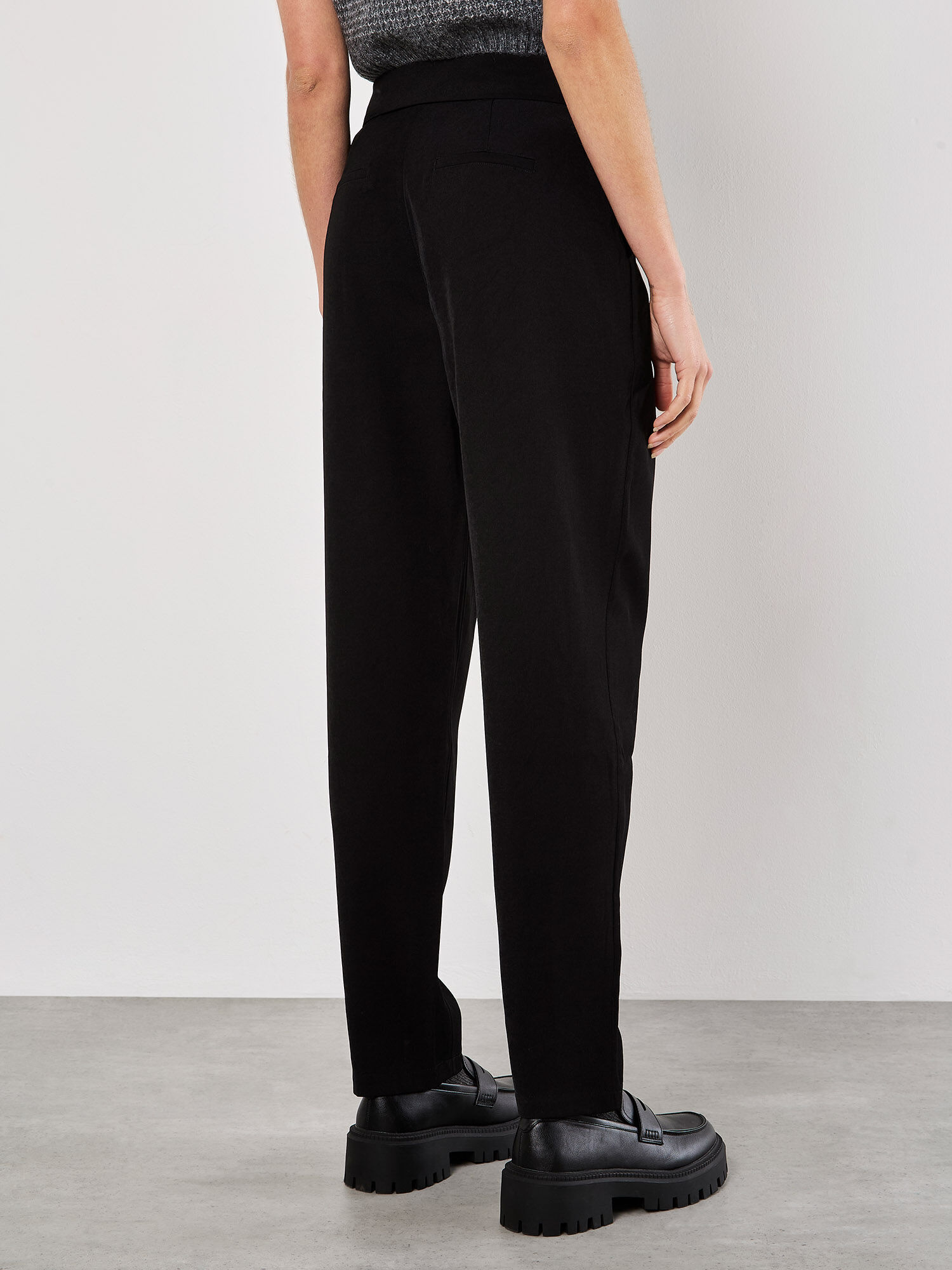 Black wide leg paperbag trousers sales