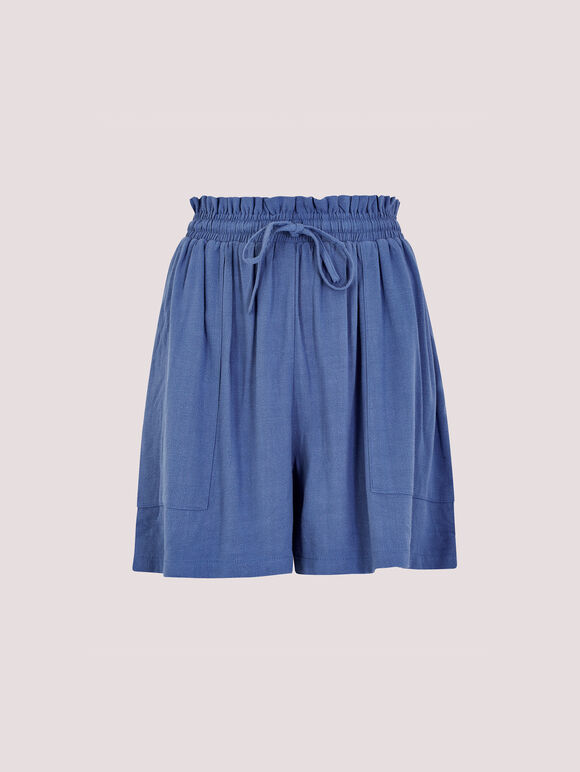 Linen Mix Shorts, Blue, large