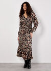Ikat Print Midaxi Dress, Black, large