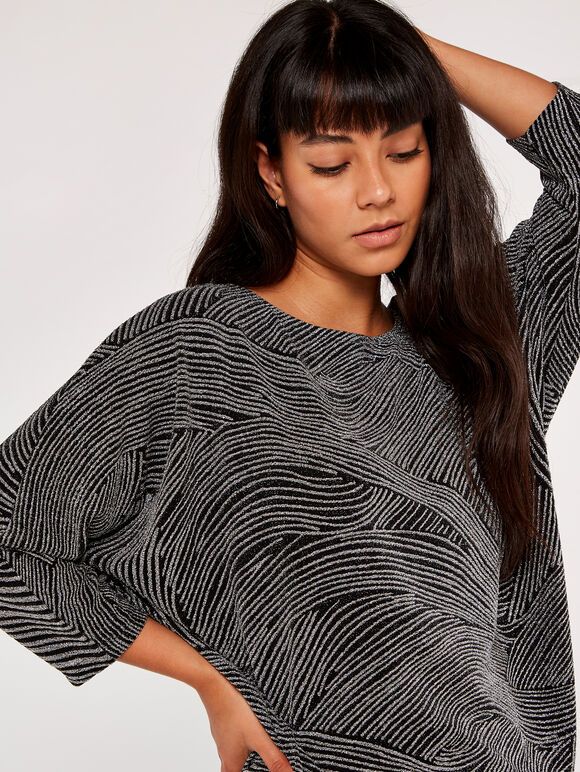 Lurex Swirls Top, Light Grey / Silver, large