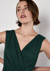 Metallic Pleat Skater Mini Dress, Green, large