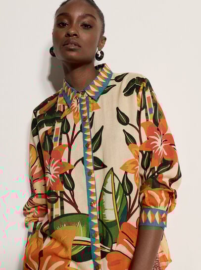 Tropical Floral Print Shirt