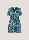 Watercolour Floral Chiffon Mini Dress, Green, large