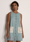 Denim Shift Mini Dress, Blue, large