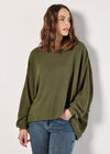 Soft-Touch Oversized Waffle Knit Top, Khaki, large