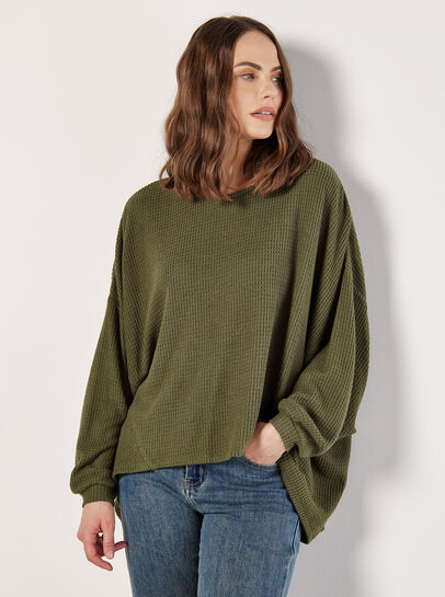 Soft-Touch Oversized Waffle Knit Top