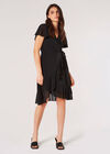 Sparkle Wrap Ruffle Mini Dress, Black, large