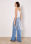 Silver Beaded Fringe Top, White, large