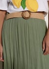 Lace Insert Belted Midi Skirt, Green, large