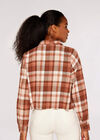 Crop Check Shirt, Brown, large