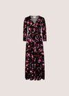 Ombre Floral Wrap Maxi Dress, Black, large