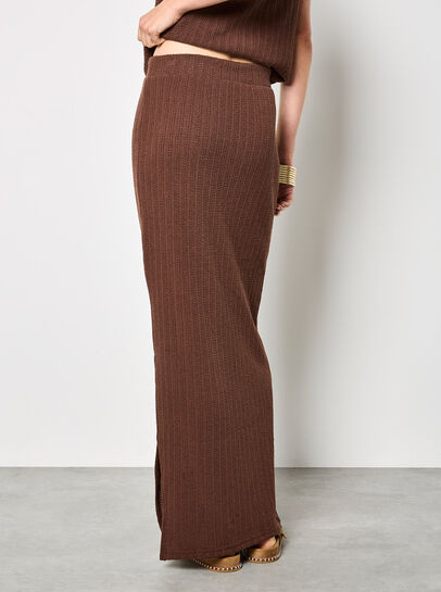 Pointelle Knit Column Maxi Skirt