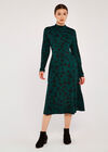 Floral Mock Neck Dress, Green, large