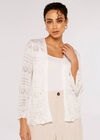 Pointelle Patterned Cardigan, Cream, large