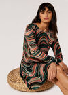 Swirl Jersey Knit Swing Mini Dress, Orange, large