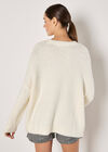 Oversized Boucle Patch Pocket Jumper, Cream, large