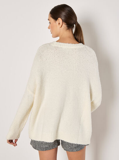 Oversized Boucle Patch Pocket Jumper