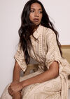 Geometric Shimmer Embroidered Shirt Midi Dress, Stone, large