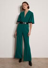 Jersey Crepe Straight-Leg Jumpsuit, Green, large