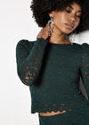 Floral Leaf Lace Top, Green, large