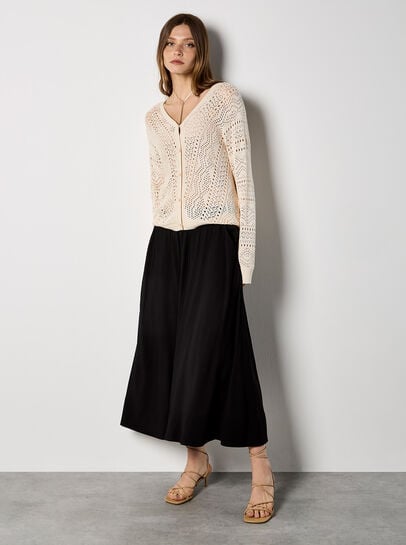 Chevron Pointelle Knit Cardigan