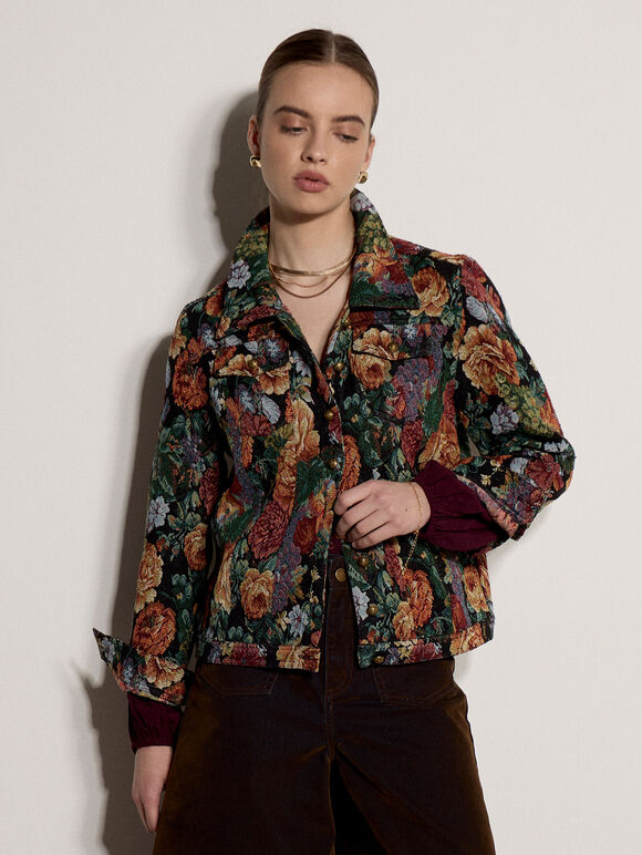 Floral Tapestry Jacket, Black, large