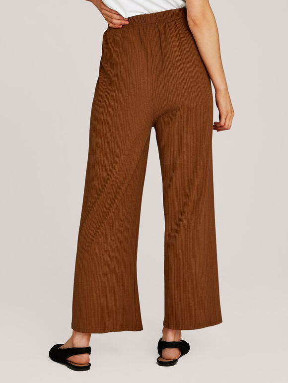 Tie Waist Elasticated Culottes, Rust, large
