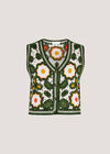 Floral Crochet Waistcoat, Green, large