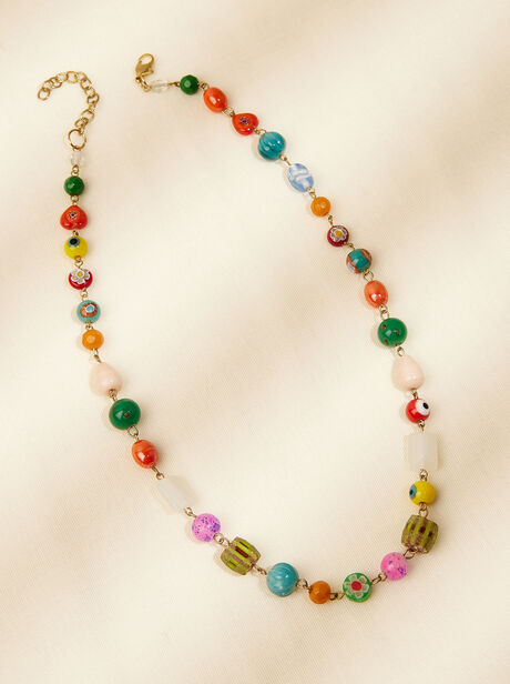 Multi-Colour Stone Bead Necklace