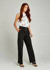 Black Belted High Waist Trousers, Black, large
