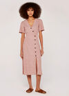 Stripe Asym Button Dress, Rust, large