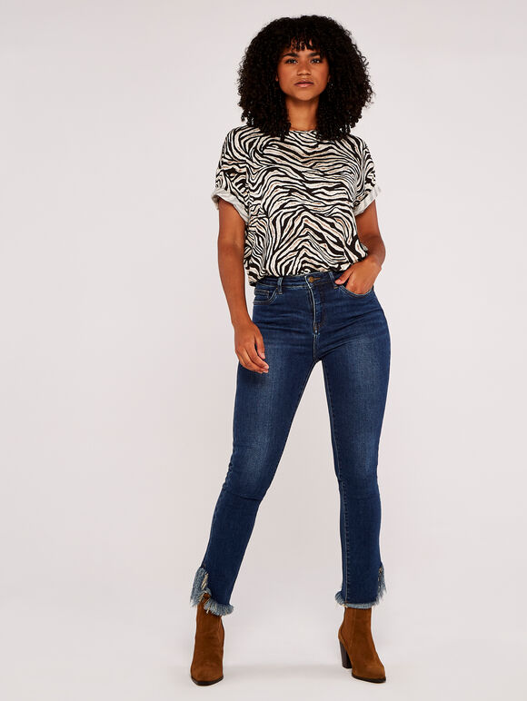 Zebra Print T-Shirt, Stone, large