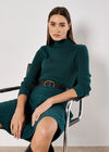 High Neck Knitted Dress, Green, large