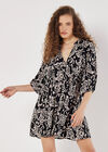 Ikat Sarasa Tiered Mini Dress, Black, large