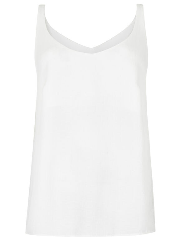 Strappy V Neck Vest Top, Cream, large
