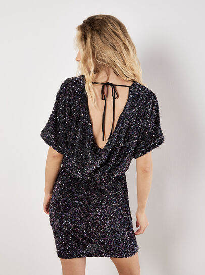 V-Back Sequin Mini Dress